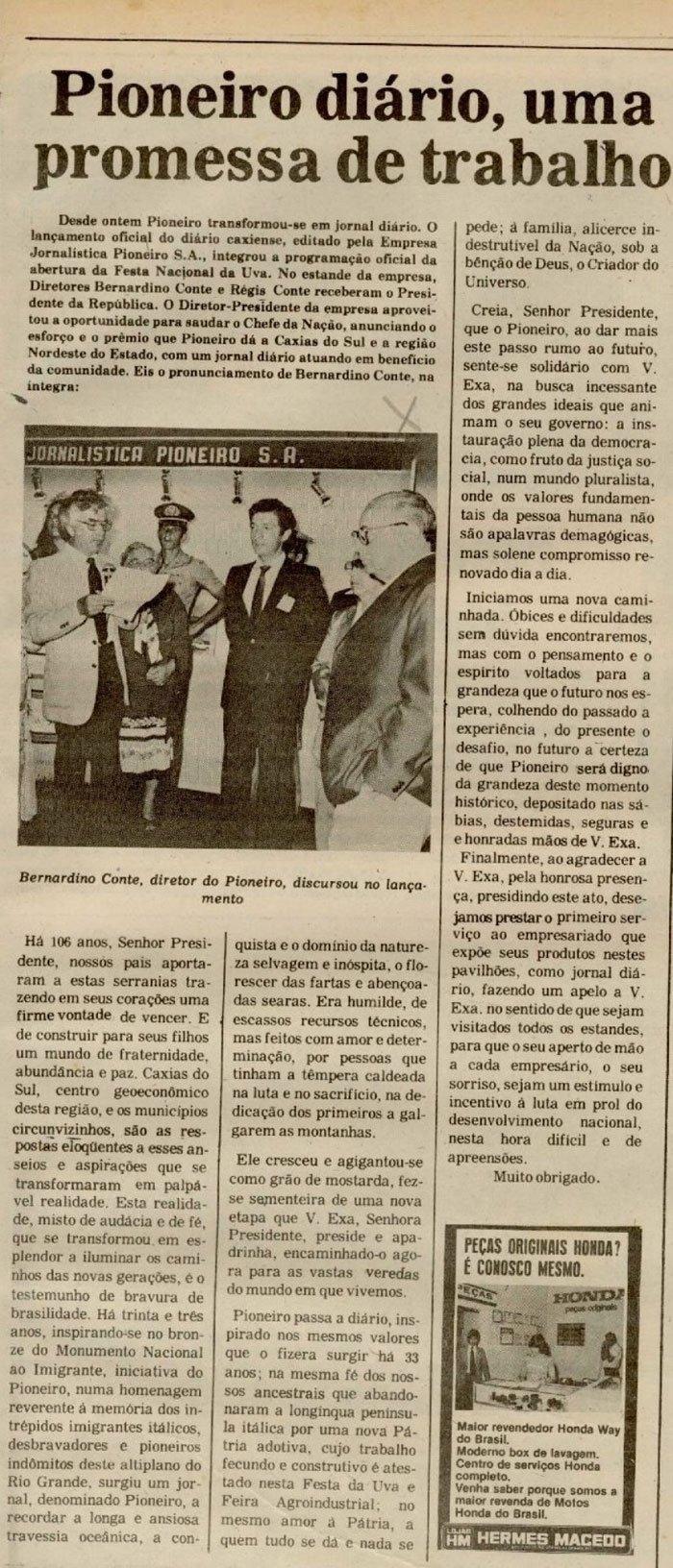 Jornal Pioneiro / Reprodução Jornal Pioneiro / Reprodução