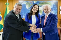Carlos Lupi, Juliana Brizola e Lula, no Palácio do Planalto<!-- NICAID(16223517) -->
