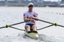 Norway's Kjetil Borch competes in the men's single sculls rowing heats during the Tokyo 2020 Olympic Games at the Sea Forest Waterway in Tokyo on July 23, 2021. (Photo by Luis ACOSTA / AFP)Editoria: SPOLocal: TokyoIndexador: LUIS ACOSTASecao: rowingFonte: AFPFotógrafo: STF<!-- NICAID(14842784) -->