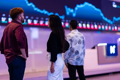 Bolsa de valores do Brasil (B3). Espaço B3 em São Paulo.<!-- NICAID(16265388) -->