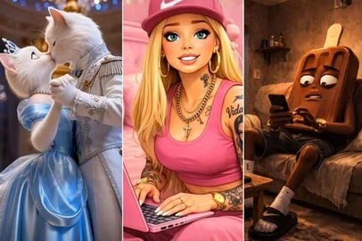 Reprodução / @oneminutehackstv / @barbiecarioca @coisasquefalam.ia / TikTok De comidas falantes à romances inusitados:o que explica o sucesso das novelas de IA nas redes? <!-- NICAID(16241962) -->