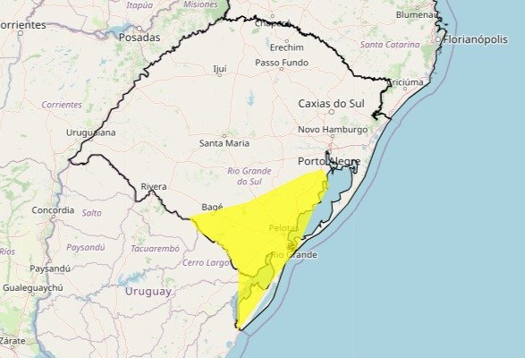 RS tem alerta para chuva intensa nesta quarta-feira; veja as regi&otilde;es