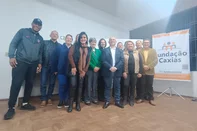 Voluntários da Fundação Caxias durante coletiva de imprensa para prestação de contas da Campanha do Agasalho 2026, na sede da entidade. <!-- NICAID(16328645) -->