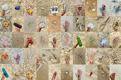 - FOTOS PARA COLUNA INFORME ESPECIAL - CAPÃO DA CANOA, RS, BRASIL: O Pequeno Inventário do Mar é um projeto da repórter fotográfica Camila Hermes, que surgiu durante a pandenia, onde é catalogado os lixos encontrados à beira mar. Nesta edição os lixos fotografados foram recolhidos na praia de Capão da Canoa durante a cobertura de verão 2023. Foto: Camila Hermes/Agência RBS<!-- NICAID(15327768) -->