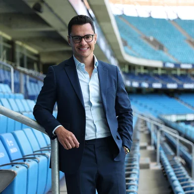 PORTO ALEGRE, RS, BRASIL - 13/11/2024 - Leandro Figueiredo, novo executivo de marketing do Grêmio. FOTO: JEFFERSON BOTEGA, AGÊNCIA RBS<!-- NICAID(15912998) -->