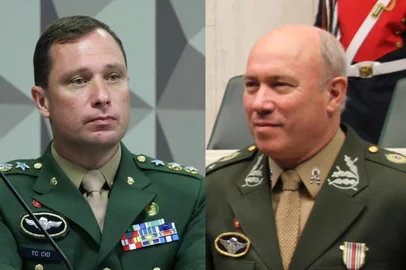 Montagem de fotos de Mauro Cid e seu pai, Mauro César Lourena Cid<!-- NICAID(15507974) -->