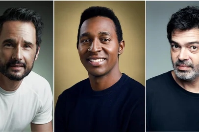 BRASIL 70. (L to R) Rodrigo Santoro, Lucas AgrÃ­cola, Bruno Mazzeo at Brasil 70. Cr. Courtesy of Netflix Â© 2025<!-- NICAID(16082239) -->