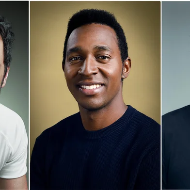 BRASIL 70. (L to R) Rodrigo Santoro, Lucas AgrÃ­cola, Bruno Mazzeo at Brasil 70. Cr. Courtesy of Netflix Â© 2025<!-- NICAID(16082239) -->
