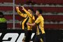 The Strongest's Argentine forward Enrique Triverio (L) celebrates after scoring a goal during the Copa Libertadores group stage first leg football match between Bolivia's The Strongest and Brazil's Gremio SC at the Hernando Siles Stadium in La Paz on April 2, 2024. (Photo by AIZAR RALDES / AFP)Editoria: SPOLocal: La PazIndexador: AIZAR RALDESSecao: soccerFonte: AFPFotógrafo: STF<!-- NICAID(15723649) -->