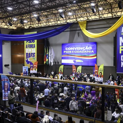 PORTO ALEGRE, RS, BRASIL, 30-07-2026: Convenção estadual do PSDB confirma o nome de Marcelo Maranata como candidato a governador. No evento, realizado na Câmara de Vereadores de Porto Alegre, também foi apresentado o nome de Cládio Diaz como vice de Maranata, além da nominata de candidatos a deputado estadual e federal. Foto: Bruno Todeschini/Grupo RBS<!-- NICAID(16337717) -->