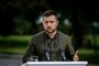 Ukraine's President Volodymyr Zelensky attends a joint press conference with his Polish counterpart in Kyiv on August 23, 2022, amid Russia's military invasion launched on Ukraine. (Photo by Dimitar DILKOFF / AFP)Editoria: WARLocal: KyivIndexador: DIMITAR DILKOFFSecao: diplomacyFonte: AFPFotógrafo: STF<!-- NICAID(15184816) -->