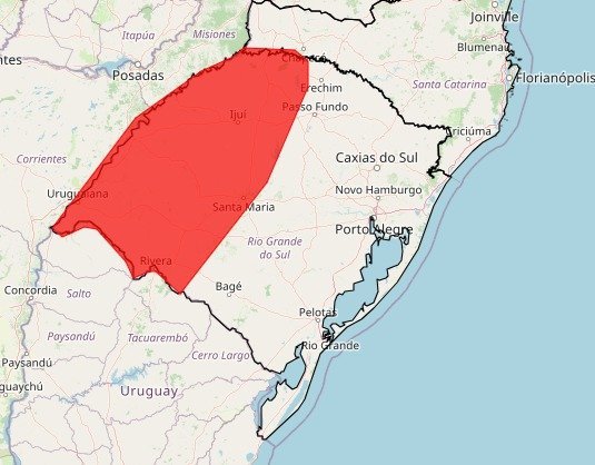 Faixa oeste do RS tem alerta vermelho para tempestade nesta sexta-feira