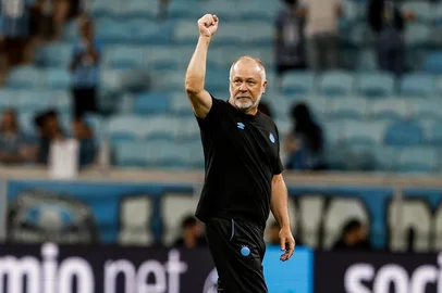 04.05.2025, PORTO ALEGRE, RS, Brasil:Grêmio x Santos, sétima rodada do Brasileirão 2025. Fotos: Duda Fortes/Agencia RBSIndexador: Andre Avila<!-- NICAID(16029696) -->
