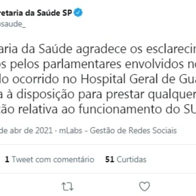 Governo de SP volta atrás e diz que deputados não invadiram hospital em Guarulhos<!-- NICAID(14760589) -->