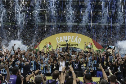 ***EM BAIXA***PORTO ALEGRE, RS, BRASIL, 06/04/2024 - Grêmio x Juventude, segundo jogo da final do Campeonato Gaúcho, realizado na Arena do Grêmio. Foto: André Ávila / Agencia RBS<!-- NICAID(15727795) -->