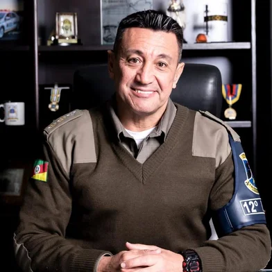 Comandante do 12º Batalhão de Polícia Militar (12º BPM), tenente-coronel Emerson Ubirajara.<!-- NICAID(15221116) -->