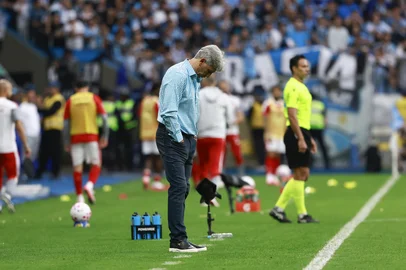 Jeff Botega / Grupo RBS PORTO ALEGRE, RS, BRASIL, 11-10-2026: Grêmio vs Internacional, clássico GreNal nº455, pelo Campeonato Brasileiro Série A 2026. O jogo ocorre na Arena, em Porto Alegre. Foto: Jeff Botega/Grupo RBSIndexador: jeff botega<!-- NICAID(16385338) -->
