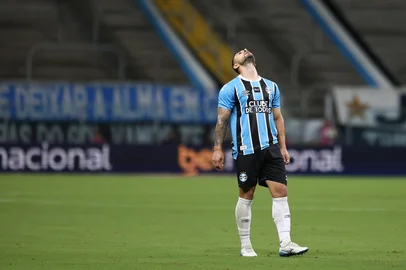 Bruno Todeschini / Agencia RBS PORTO ALEGRE, RS , BRASIL, 14-01-2026: Grêmio x São José, partida válida pela segunda rodada do Gauchão 2026, na Arena. O Tricolor terá que jogar sem público cumprindo punição aplicada pelo STJD. Foto: Bruno Todeschini/Agencia RBS<!-- NICAID(16204485) -->