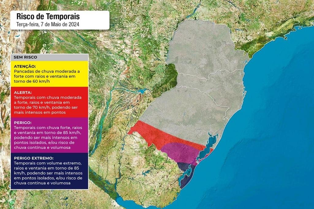 Sul do RS tem alerta de perigo extremo para chuva e vento forte | GZH