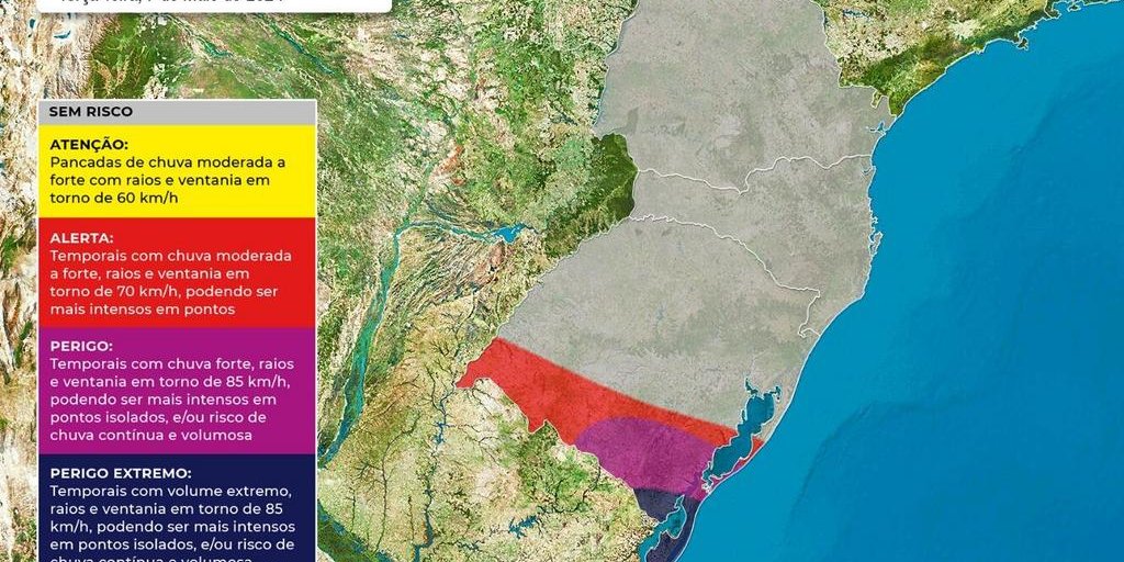 Sul do RS tem alerta de perigo extremo para chuva e vento forte | GZH
