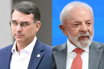 Evaristo SA/AFP e Valter Campanato/Agência Brasil / Divulgação Flávio Bolsonaro (PL) e Luiz Inácio Lula da Silva (PT).<!-- NICAID(16273535) -->
