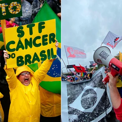 Montagens de manifestações políticas.<!-- NICAID(15196998) -->