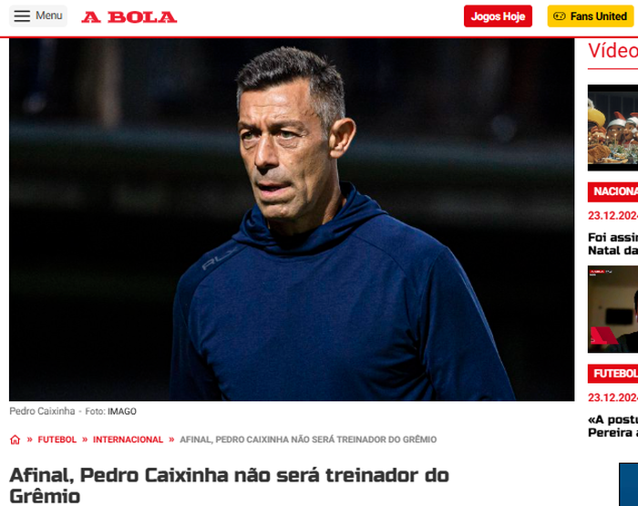 A Bola / Reprodução A Bola / Reprodução