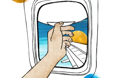 Ilustração de Deise Lume para a crônica "Modo avião", de Pedro Guerra, a ser publicada na edição dos dias 14 e 15 do caderno Almanaque.<!-- NICAID(15934217) -->