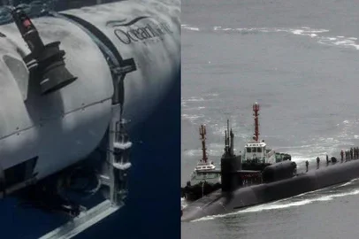 Submersível Titan e submarino USS Michigan.<!-- NICAID(15461489) -->