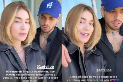 A influenciadora Virginia Fonseca e o cantor Zé Felipe publicaram um vídeo juntos nesta quarta-feira (28), um dia após o anúncio da separação, para esclarecer boatos sobre o término do relacionamento.<!-- NICAID(16047214) -->