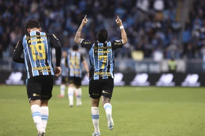 PORTO ALEGRE, RS, BRASIL, 08-08-2026: Grêmio x São Paulo, partida válida pela 22ª rodada do Campeonato Brasileiro 2026. O jogo ocorre na Arena, em Porto Alegre. Foto: Bruno Todeschini/Grupo RBSIndexador: Bruno Todeschini<!-- NICAID(16342996) -->