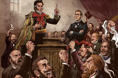 Capa do livro "O alvorecer da Assembleia Legislativa do Rio Grande do Sul e a Revolução Farroupilha", escrito por Alcy Cheuiche e com ilustrações de Gilmar Fraga. Editora Almalinda.<!-- NICAID(16075282) -->