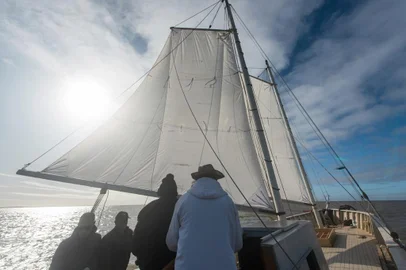 Primeira viagem da réplica do Seival entre Arambaré e Tapes em 3 de junho de 2022<!-- NICAID(15118075) -->