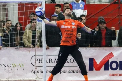 Goleiro Yuri, do Lagoa EC, no Gauchão de Futsal 2025.