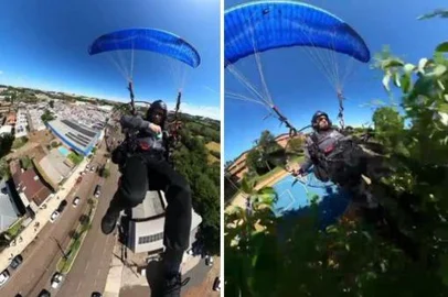 Piloto de paramotor faz pouso forçado durante homenagem de Finados no cemitério de Sarandi<!-- NICAID(16159262) -->