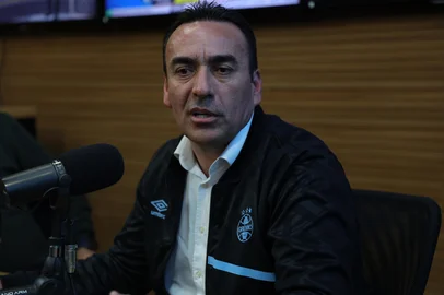 Jefferson Botega / Agencia RBS Porto Alegre, RS, Brasil - Marcelo Marques, o proprietário do Grupo Marquespan, que em 2025 financiou a compra da gestão da Arena do Grêmio por R$ 130 milhões, para depois doá-la ao clube, fala ao Sala de Redação.Indexador: jeff botega<!-- NICAID(16111030) -->