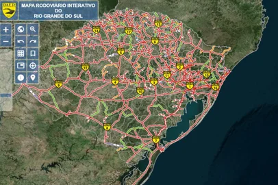 Mapa Rodoviário Interativo do Rio Grande do Sul, criado pelo Daer.<!-- NICAID(15596693) -->