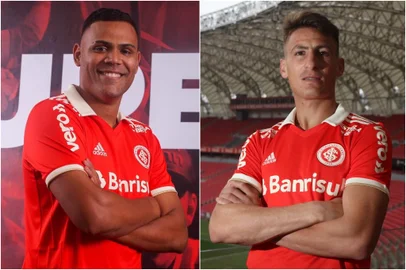 Mikael (esq.) e Braian Romero (dir.), novos centroavantes do Inter
