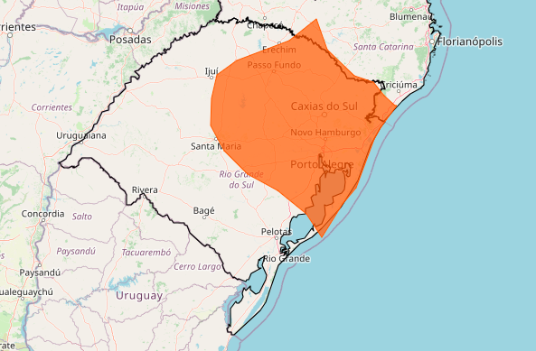 Inmet alerta para risco de temporal e ventania com rajadas de at&eacute; 100 km/h neste s&aacute;bado e na madrugada de domingo