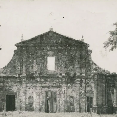 Ruínas de São Miguel das Missões. Foto da década de 1960.<!-- NICAID(16130939) -->