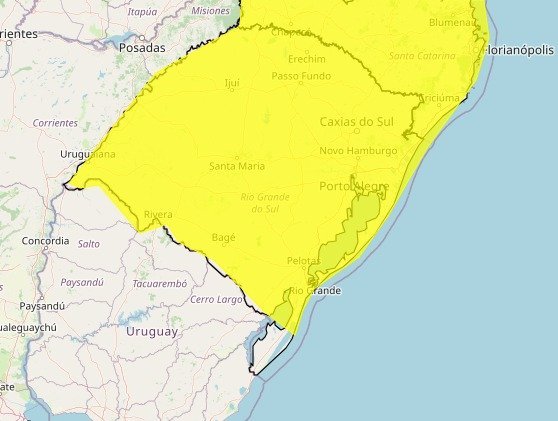 RS pode ter tempestade com granizo neste s&aacute;bado, indica alerta do Inmet