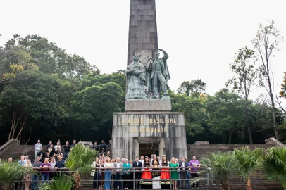 CAXIAS DO SUL, RS, BRASIL, 28/02/2024A solenidade que dá largada as comemorações dos 150 anos da Imigração Italiana aconteceu na mamhã nesta quarta-feira (28), no Monumento Nacional ao Imigrante, em Caxias do Sul.<!-- NICAID(15692158) -->
