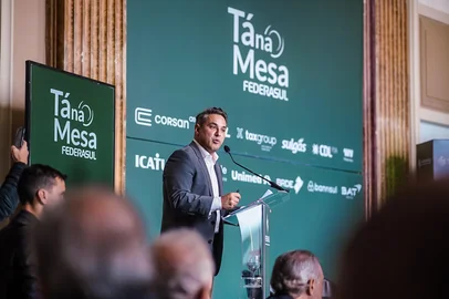 Pré-candidato a governador do PL, Luciano Zucco durante Tá na Mesa da Federasul<!-- NICAID(16284618) -->