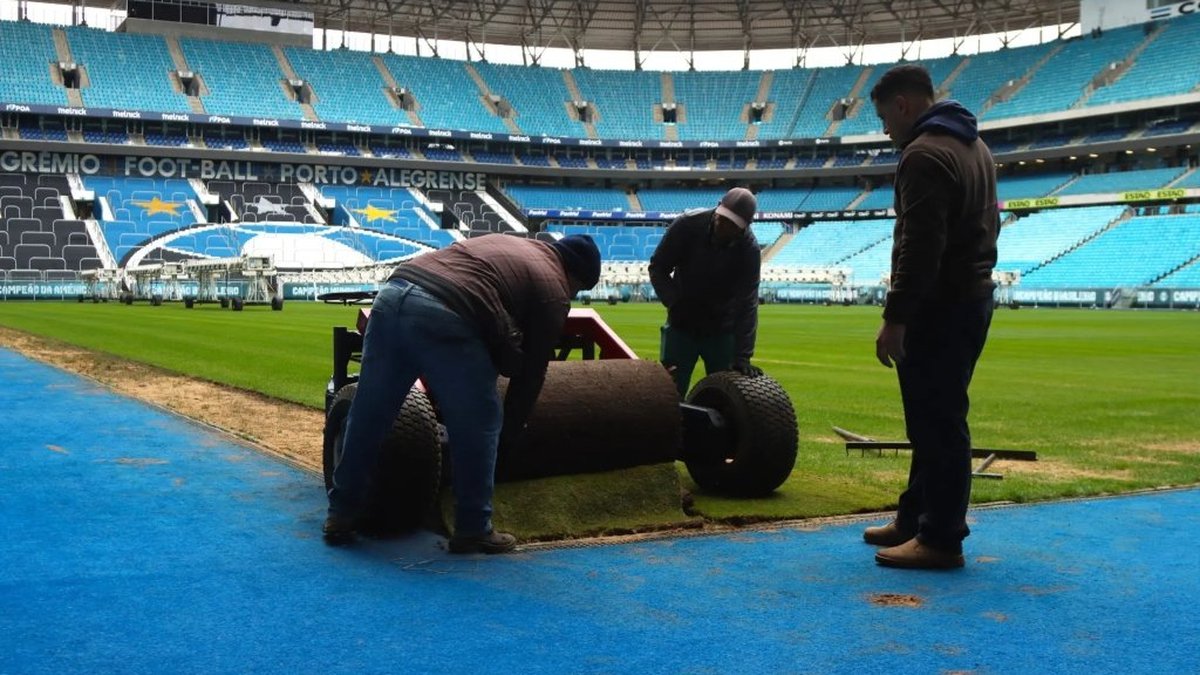 Grêmio inicia reparos no gramado da Arena com previsão de 15 dias