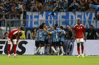 PORTO ALEGRE, RS, BRASIL, 01-03-2026: GreNal 450. Grêmio e Internacional se enfrentam na Arena pela jogo do ida da final do Gauchão de Futebol 2026. Fotos: Jeff Botega/Agencia RBSIndexador: jeff botega<!-- NICAID(16236004) -->