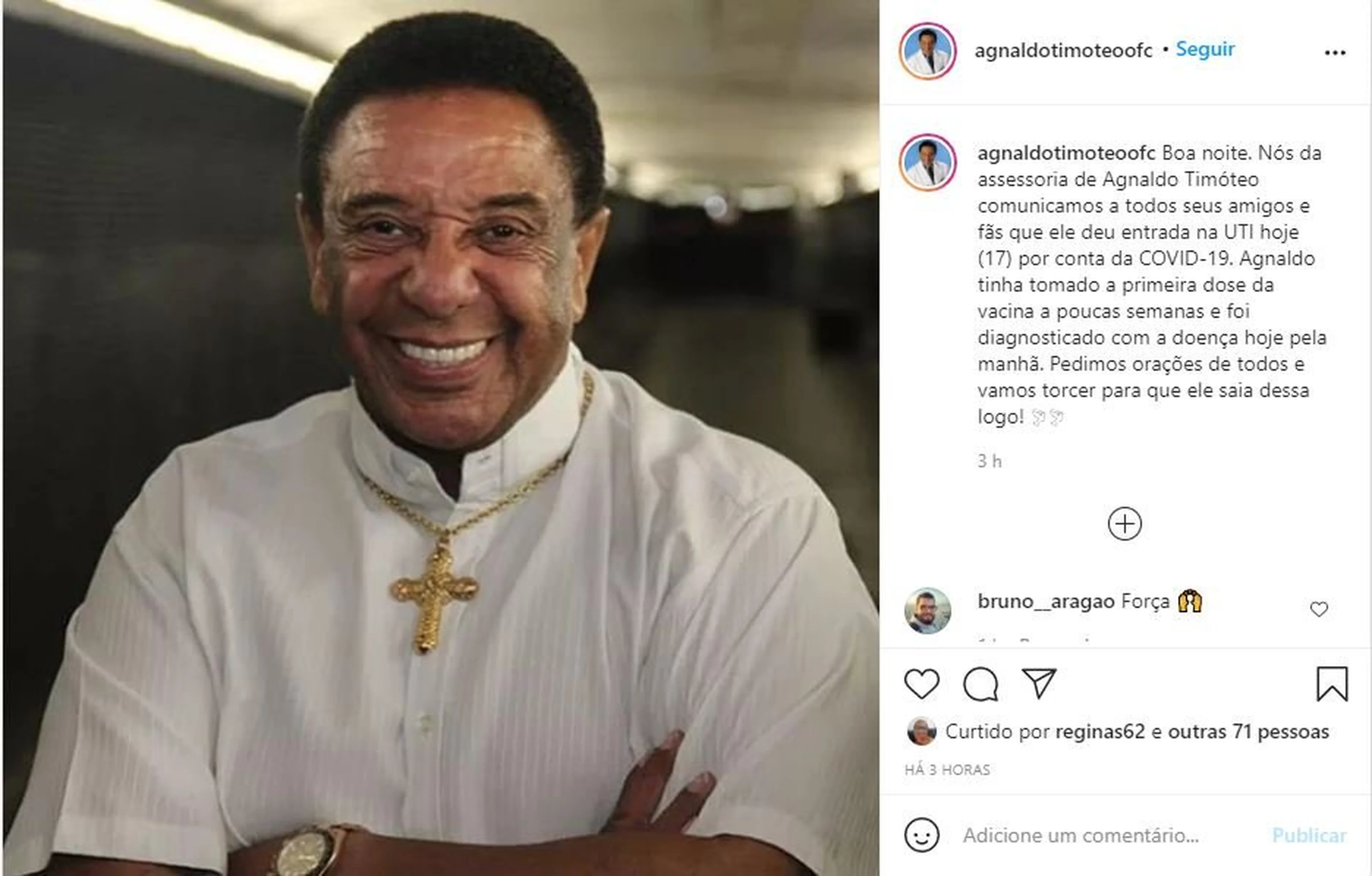 Reprodução/Instagram @agnaldotimoteoofc