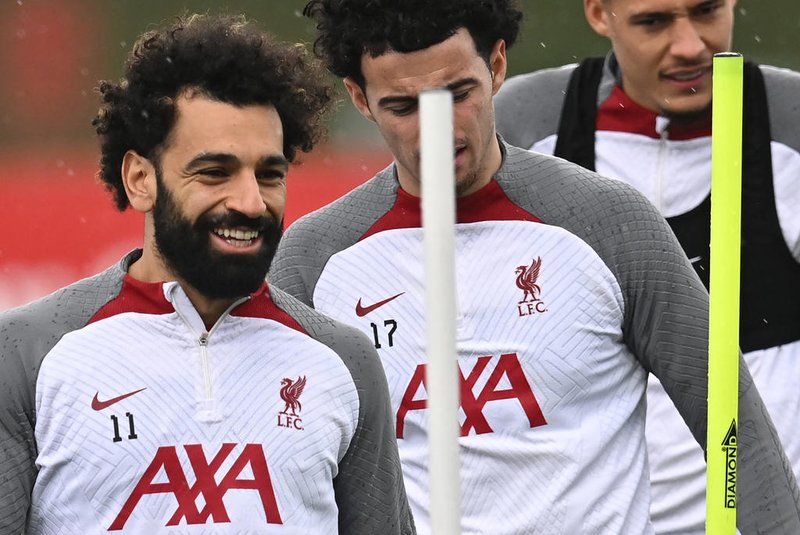 Liverpool's Egyptian striker Mohamed Salah takes part in a training session at Liverpool training ground in Liverpool, northwest England, on March 14, 2023, on the eve of their UEFA Champions League round of 16 last second-leg football match against Real Madrid. (Photo by Paul ELLIS / AFP)Editoria: SPOLocal: LiverpoolIndexador: PAUL ELLISSecao: soccerFonte: AFPFotógrafo: STF<!-- NICAID(15375353) -->