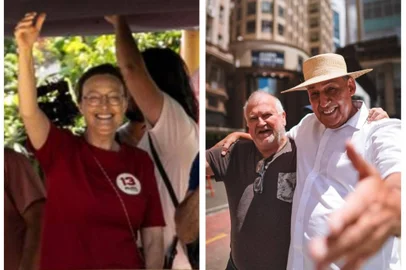 Maria do Rosário e Sebastião Melo em eventos de campanha na véspera da eleição.<!-- NICAID(15899846) -->