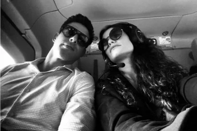 Cauã Reymond e Alinne Moraes em bastidores de "Um Lugas ao Sol"<!-- NICAID(14937254) -->