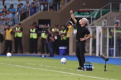 PORTO ALEGRE, RS, BRASIL, 12-03-2026: Grêmio x RB Bragantino, partida válida pela quinta rodada do Brasileirão 2026. O jogo ocorre na Arena, em Porto Alegre. Foto: Bruno Todeschini/Agência RBSIndexador: Bruno Todeschini<!-- NICAID(16244375) -->